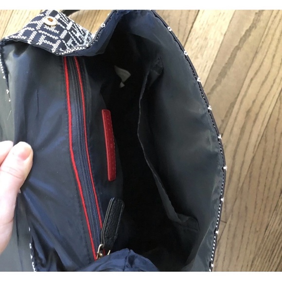 Tommy Hilfiger Medium size  Navy Patterned Logo Backpack 13” x 13”Women’s
